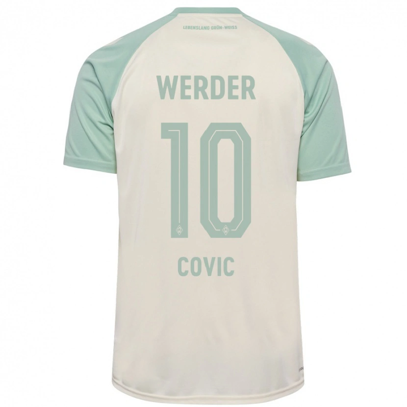 Danxen Donna Maglia Patrice Covic #10 Bianco Sporco Verde Chiaro Kit Gara Away 2024/25 Maglietta