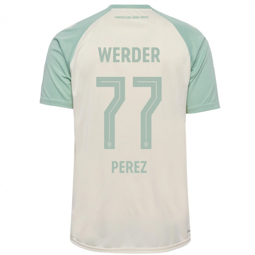 Danxen Donna Maglia Catalina Pérez #77 Bianco Sporco Verde Chiaro Kit Gara Away 2024/25 Maglietta