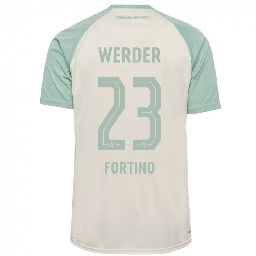 Danxen Donna Maglia Pierro Miguel Fortino #23 Bianco Sporco Verde Chiaro Kit Gara Away 2024/25 Maglietta