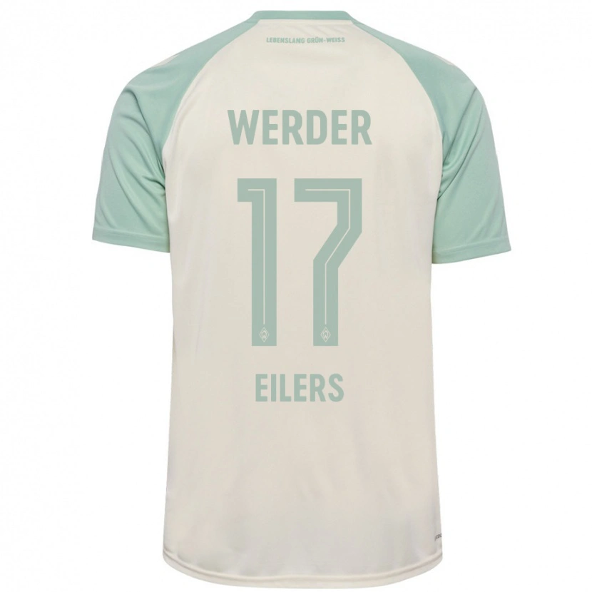 Danxen Donna Maglia Jonas Eilers #17 Bianco Sporco Verde Chiaro Kit Gara Away 2024/25 Maglietta