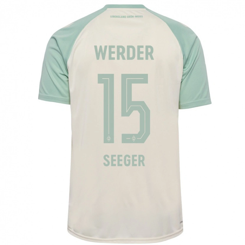 Danxen Donna Maglia Ben Ekobena-Seeger #15 Bianco Sporco Verde Chiaro Kit Gara Away 2024/25 Maglietta