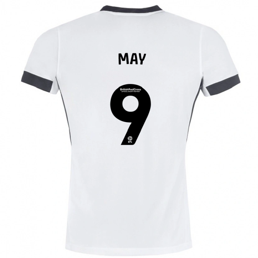 Danxen Donna Maglia Alfie May #9 Bianco Nero Kit Gara Away 2024/25 Maglietta