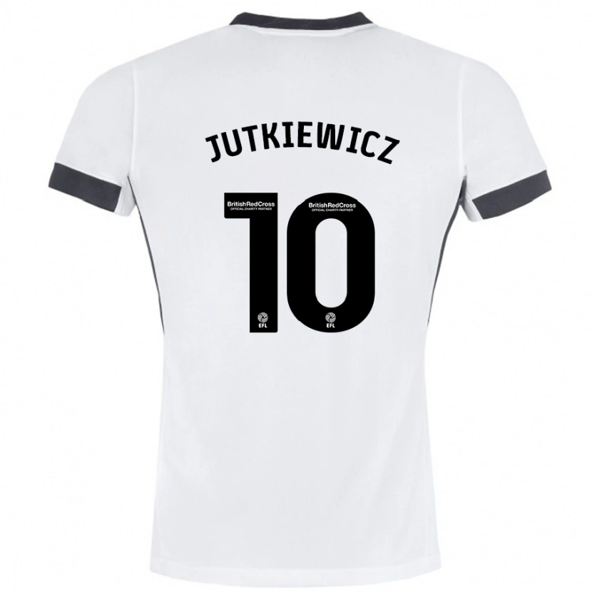 Danxen Donna Maglia Lukas Jutkiewicz #10 Bianco Nero Kit Gara Away 2024/25 Maglietta