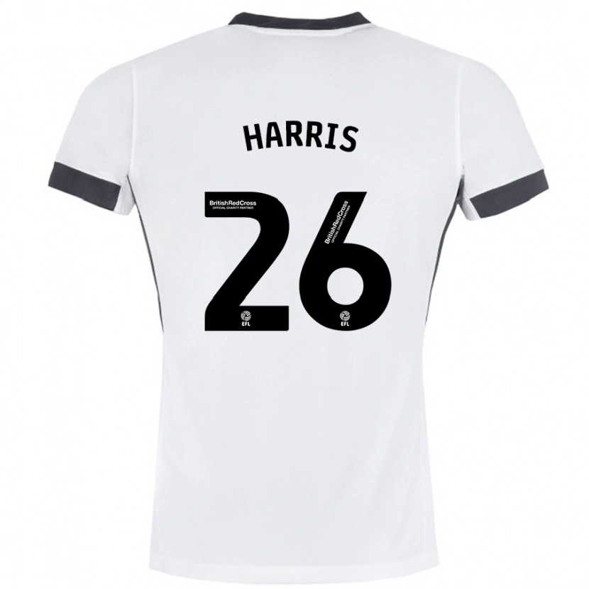 Danxen Donna Maglia Luke Harris #26 Bianco Nero Kit Gara Away 2024/25 Maglietta