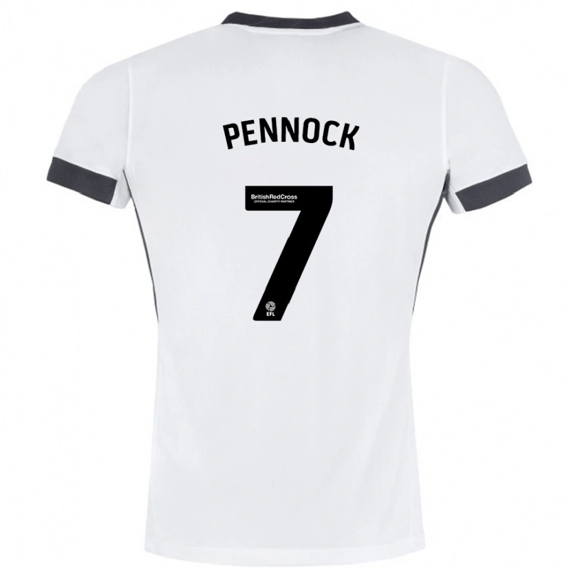 Danxen Donna Maglia Jade Pennock #7 Bianco Nero Kit Gara Away 2024/25 Maglietta