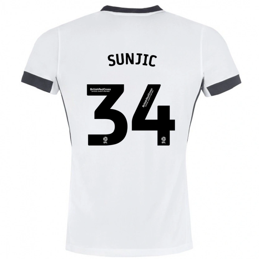 Danxen Donna Maglia Ivan Sunjic #34 Bianco Nero Kit Gara Away 2024/25 Maglietta