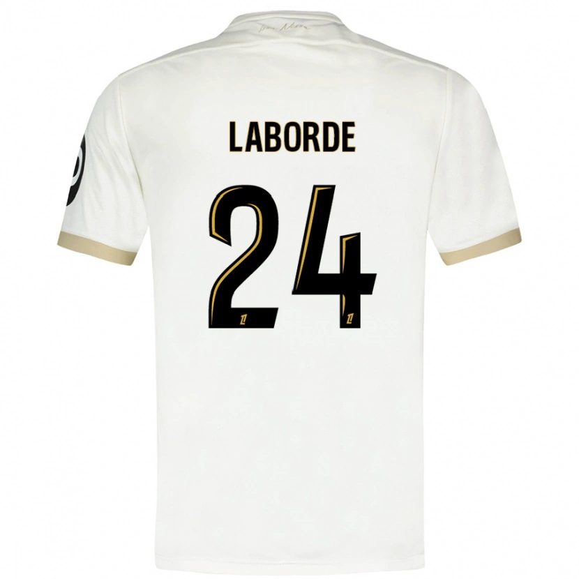Danxen Donna Maglia Gaëtan Laborde #24 Bianco Oro Kit Gara Away 2024/25 Maglietta
