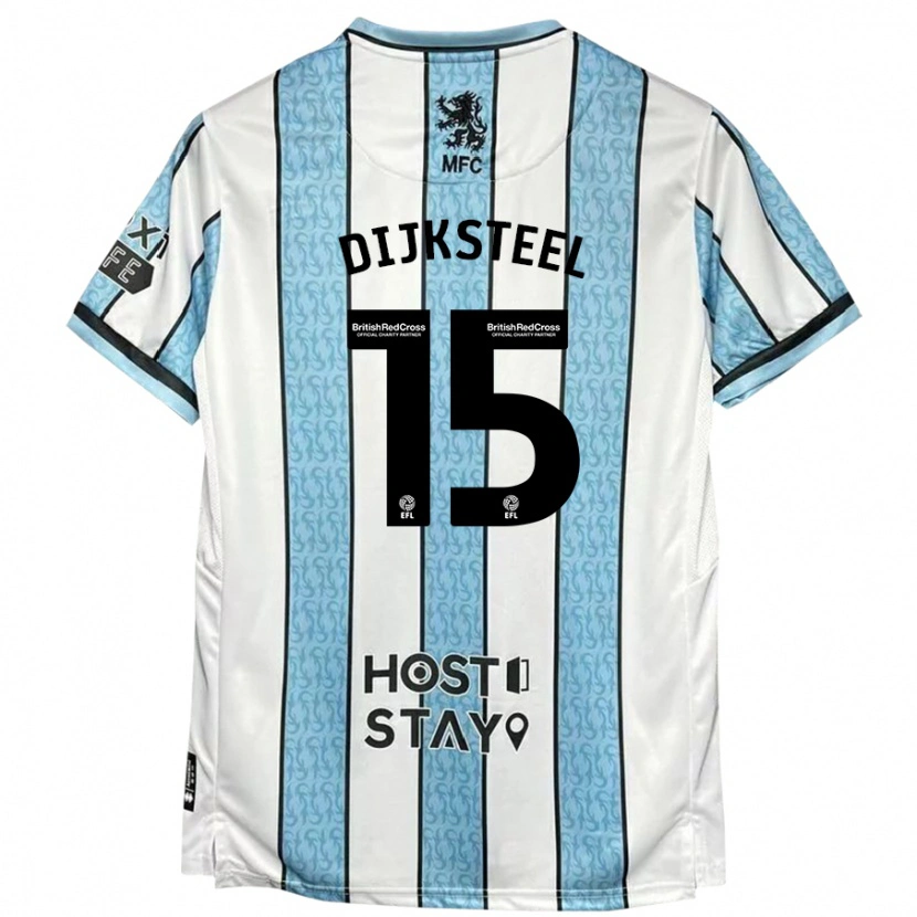 Danxen Donna Maglia Anfernee Dijksteel #15 Bianco Blu Kit Gara Away 2024/25 Maglietta
