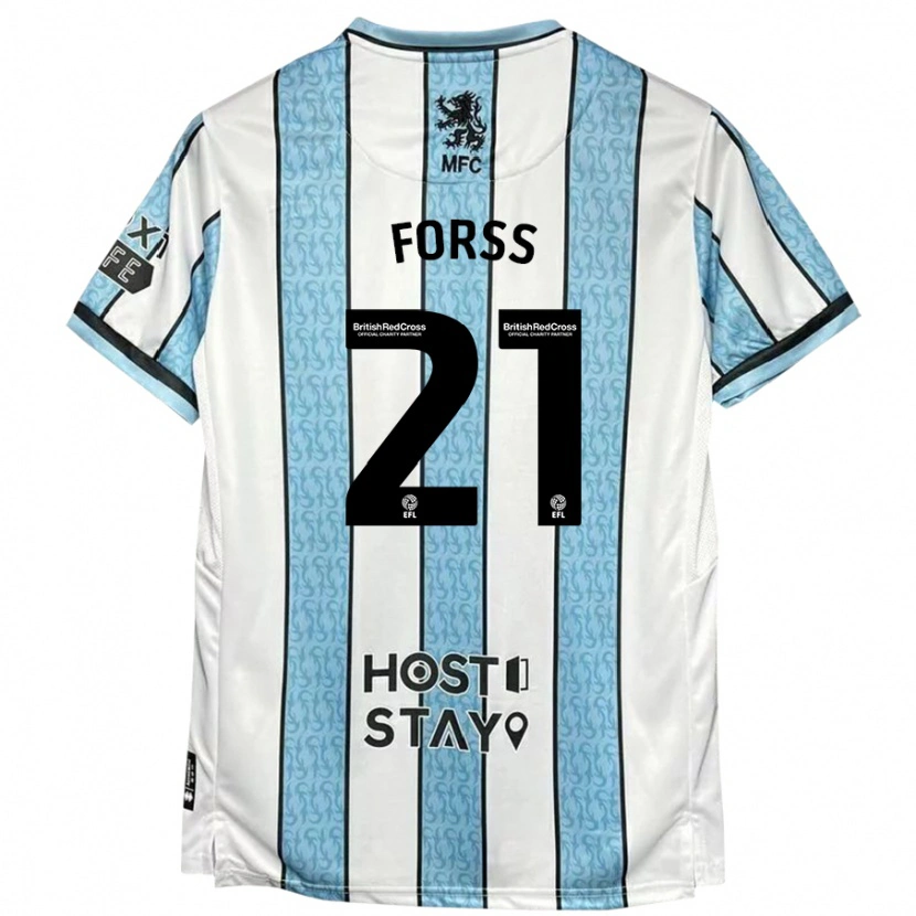 Danxen Donna Maglia Marcus Forss #21 Bianco Blu Kit Gara Away 2024/25 Maglietta