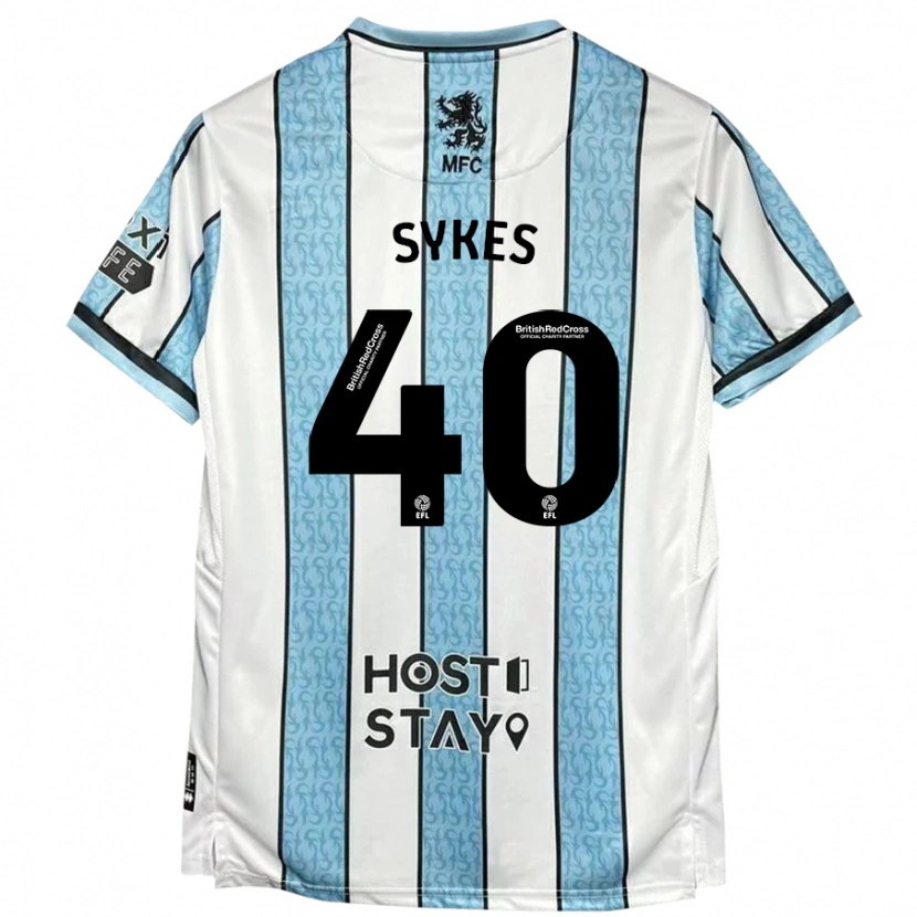 Danxen Donna Maglia Cain Sykes #40 Bianco Blu Kit Gara Away 2024/25 Maglietta