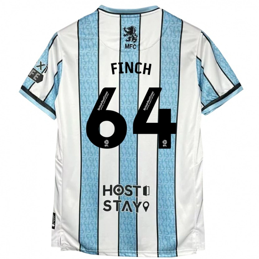 Danxen Donna Maglia Sonny Finch #64 Bianco Blu Kit Gara Away 2024/25 Maglietta