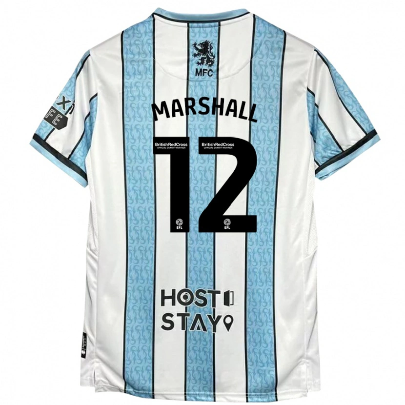 Danxen Donna Maglia Eve Marshall #12 Bianco Blu Kit Gara Away 2024/25 Maglietta
