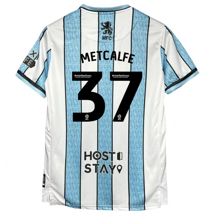 Danxen Donna Maglia Max Metcalfe #37 Bianco Blu Kit Gara Away 2024/25 Maglietta