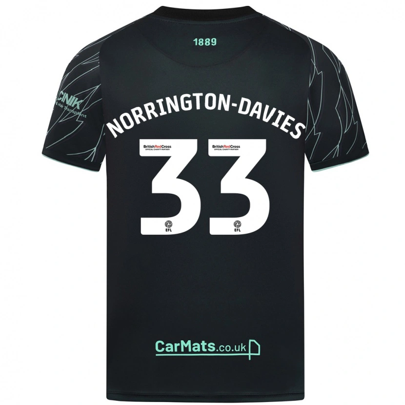 Danxen Donna Maglia Rhys Norrington-Davies #33 Nero Verde Kit Gara Away 2024/25 Maglietta