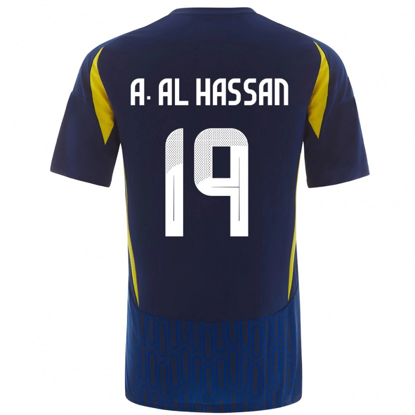 Danxen Donna Maglia Ali Al-Hassan #19 Blu Giallo Kit Gara Away 2024/25 Maglietta