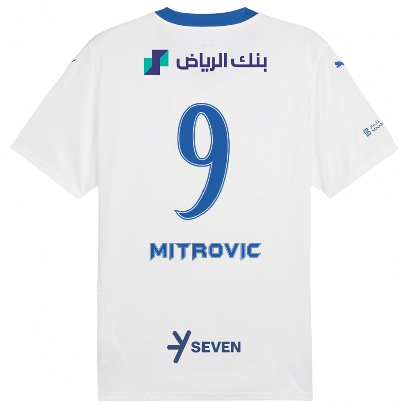 Danxen Donna Maglia Aleksandar Mitrović #9 Bianco Blu Kit Gara Away 2024/25 Maglietta