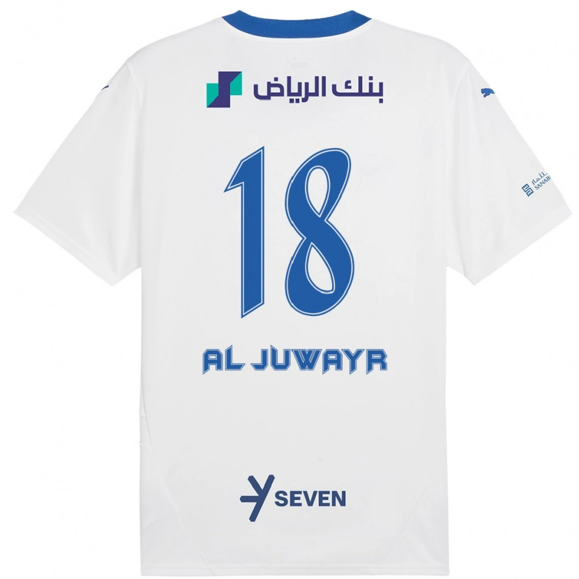 Danxen Donna Maglia Musab Al-Juwayr #18 Bianco Blu Kit Gara Away 2024/25 Maglietta