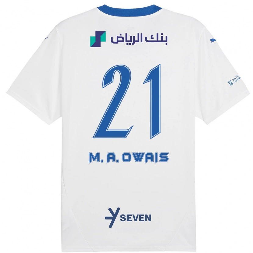 Danxen Donna Maglia Mohammed Al-Owais #21 Bianco Blu Kit Gara Away 2024/25 Maglietta