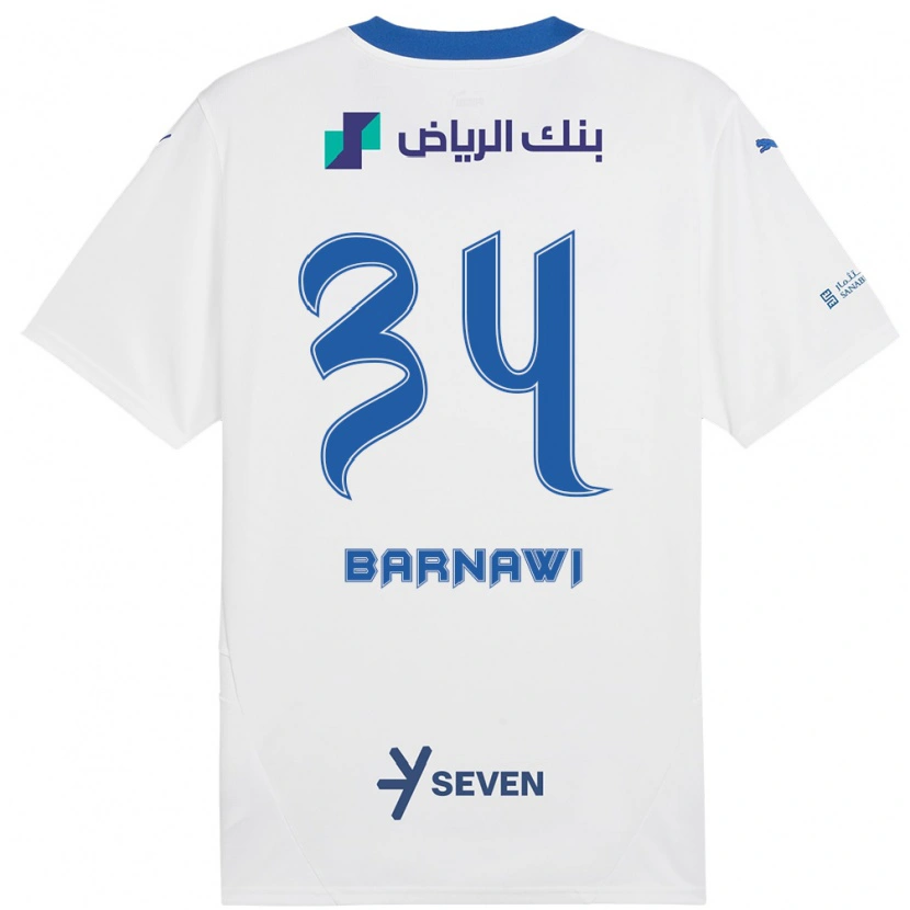 Danxen Donna Maglia Saleh Barnawi #34 Bianco Blu Kit Gara Away 2024/25 Maglietta