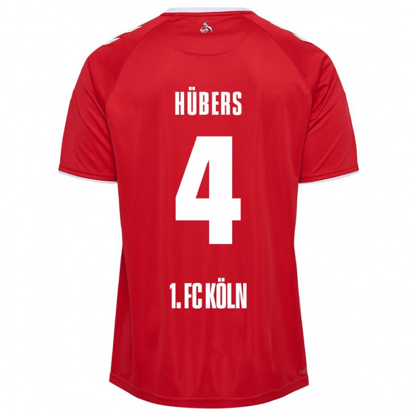 Danxen Donna Maglia Timo Hübers #4 Rosso Bianco Kit Gara Away 2024/25 Maglietta