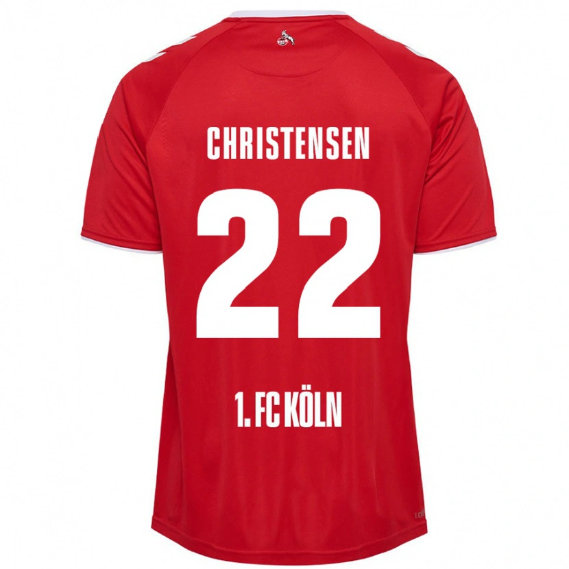 Danxen Donna Maglia Jacob Christensen #22 Rosso Bianco Kit Gara Away 2024/25 Maglietta