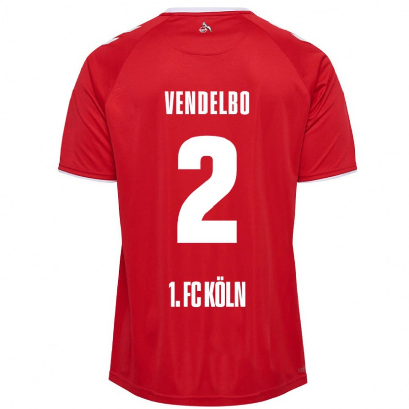 Danxen Donna Maglia Sofie Vendelbo #2 Rosso Bianco Kit Gara Away 2024/25 Maglietta