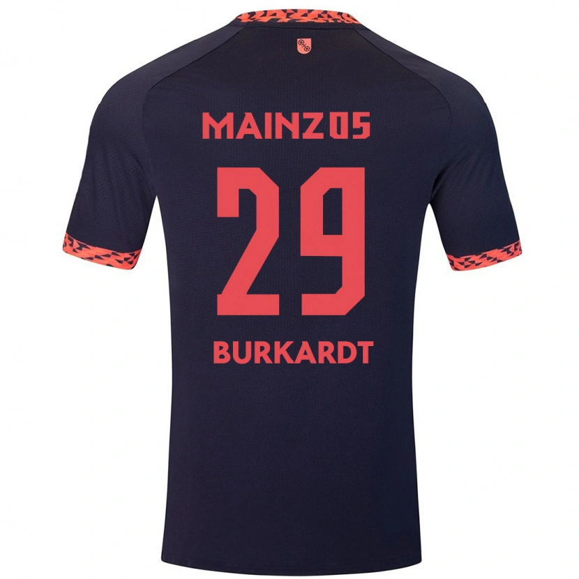 Danxen Donna Maglia Jonathan Burkardt #29 Blu Corallo Rosso Kit Gara Away 2024/25 Maglietta