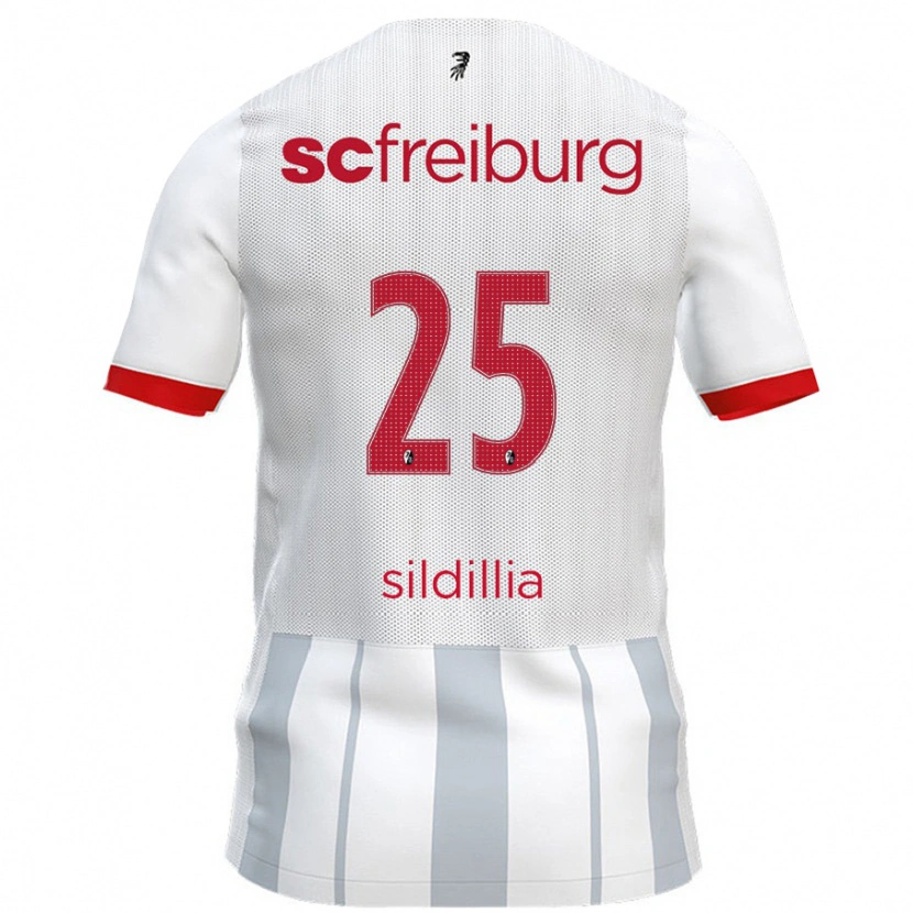 Danxen Donna Maglia Kiliann Sildillia #25 Bianco Grigio Kit Gara Away 2024/25 Maglietta