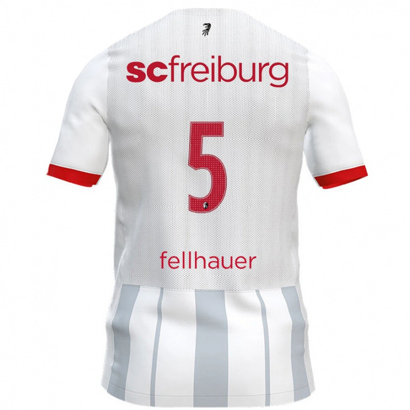 Danxen Donna Maglia Kim Fellhauer #5 Bianco Grigio Kit Gara Away 2024/25 Maglietta