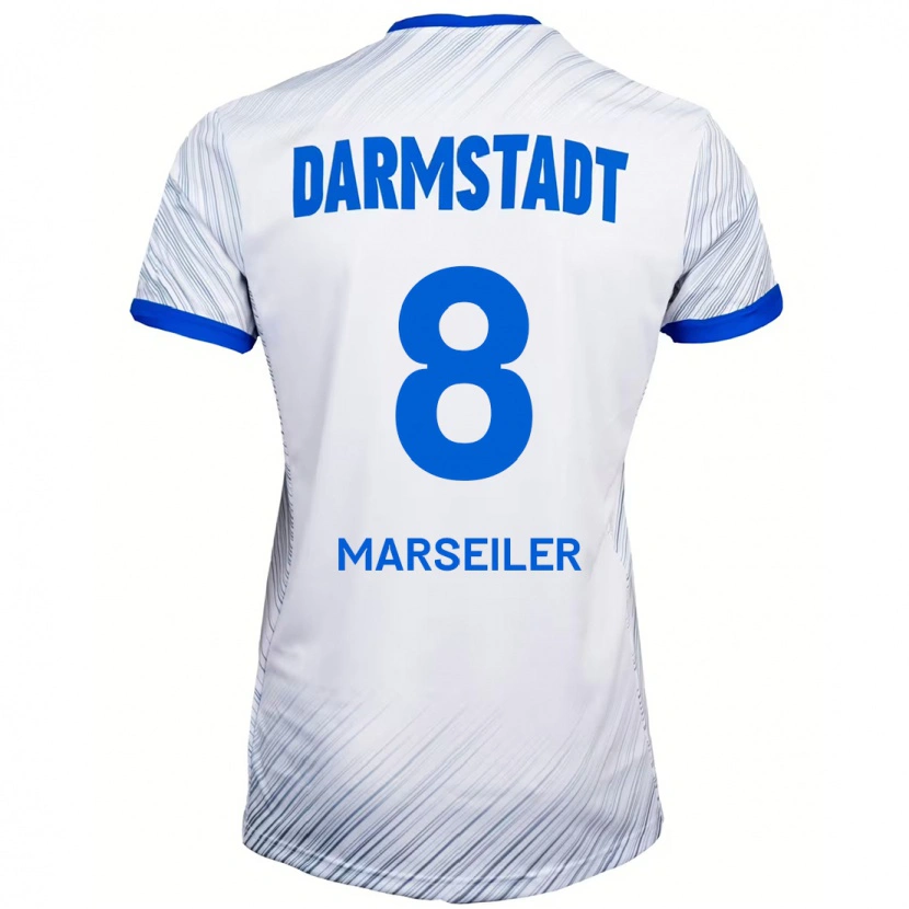 Danxen Donna Maglia Luca Marseiler #8 Bianco Blu Kit Gara Away 2024/25 Maglietta