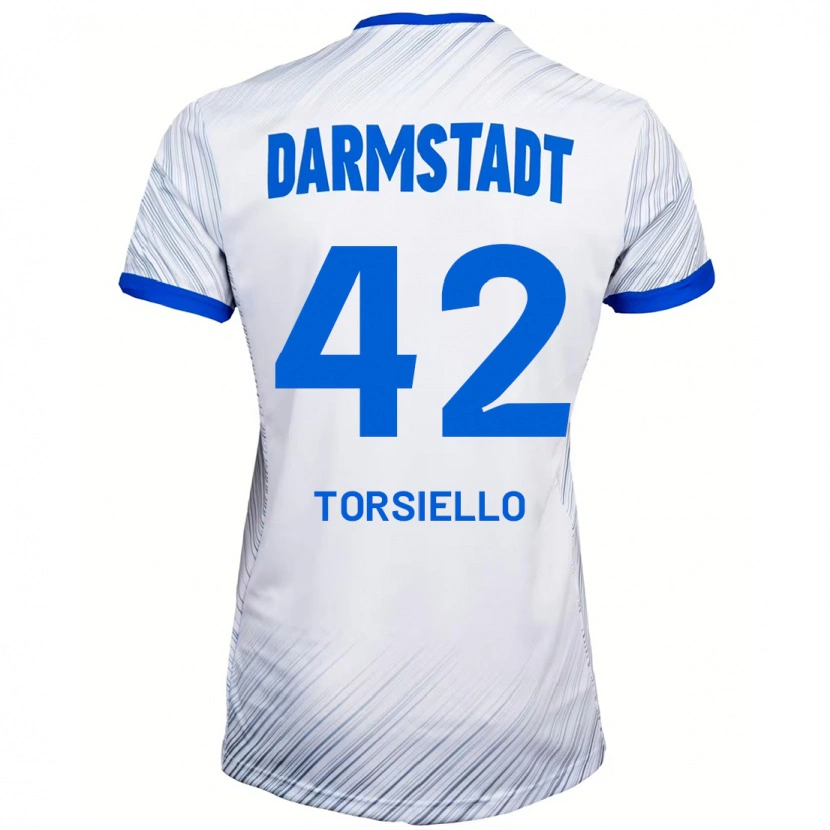 Danxen Donna Maglia Fabio Torsiello #42 Bianco Blu Kit Gara Away 2024/25 Maglietta