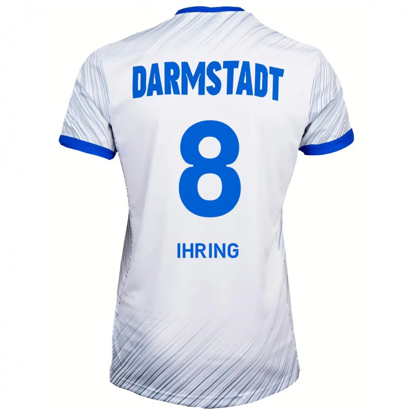 Danxen Donna Maglia Janis Ihring #8 Bianco Blu Kit Gara Away 2024/25 Maglietta