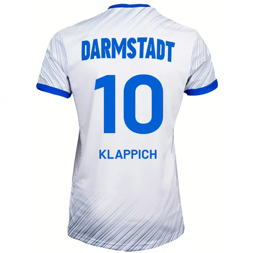 Danxen Donna Maglia Luis Klappich #10 Bianco Blu Kit Gara Away 2024/25 Maglietta