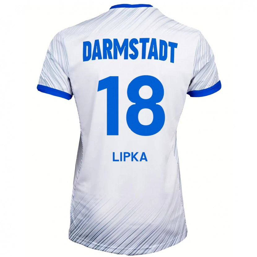 Danxen Donna Maglia David Lipka #18 Bianco Blu Kit Gara Away 2024/25 Maglietta