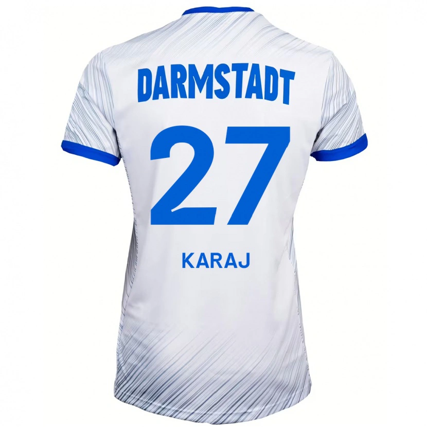 Danxen Donna Maglia Eraldo Karaj #27 Bianco Blu Kit Gara Away 2024/25 Maglietta