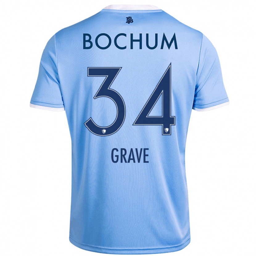 Danxen Donna Maglia Paul Grave #34 Azzurro Cielo Kit Gara Away 2024/25 Maglietta