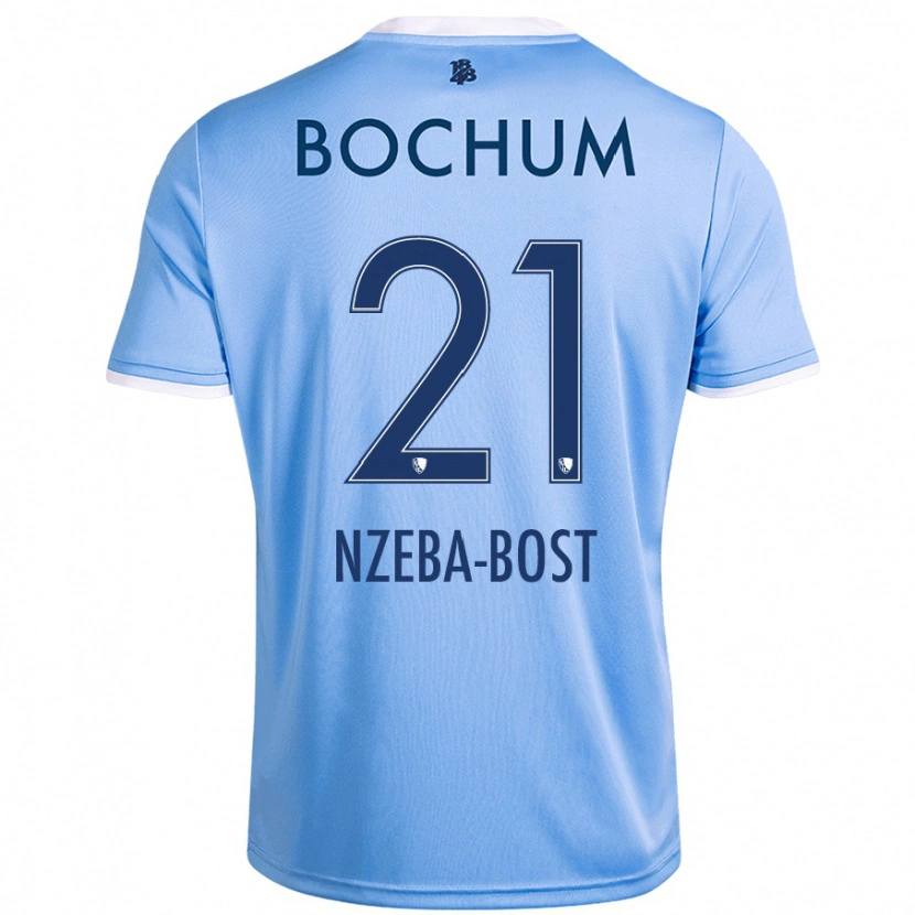 Danxen Donna Maglia Jan Nzeba-Bost #21 Azzurro Cielo Kit Gara Away 2024/25 Maglietta