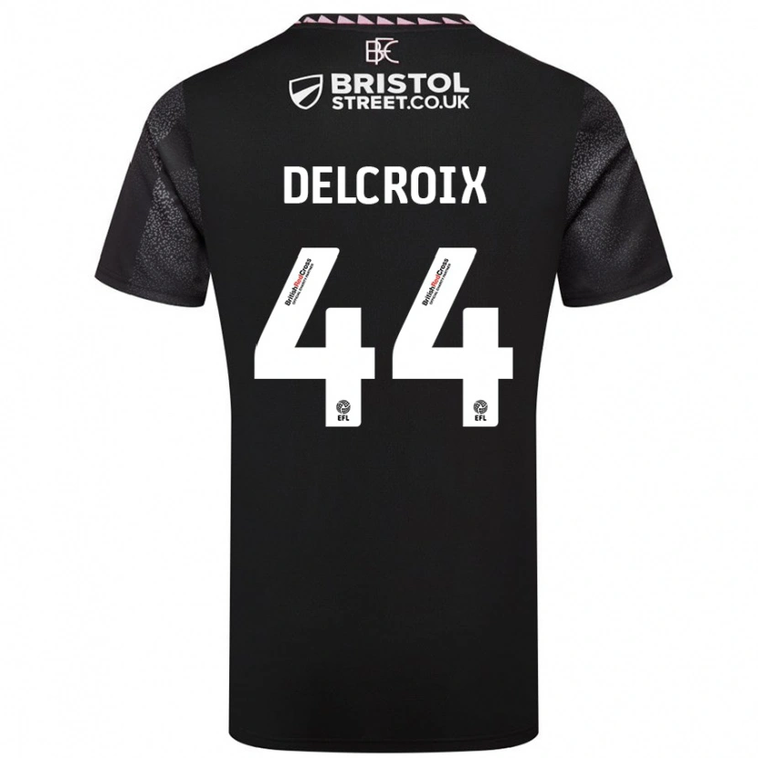 Danxen Donna Maglia Hannes Delcroix #44 Nero Kit Gara Away 2024/25 Maglietta