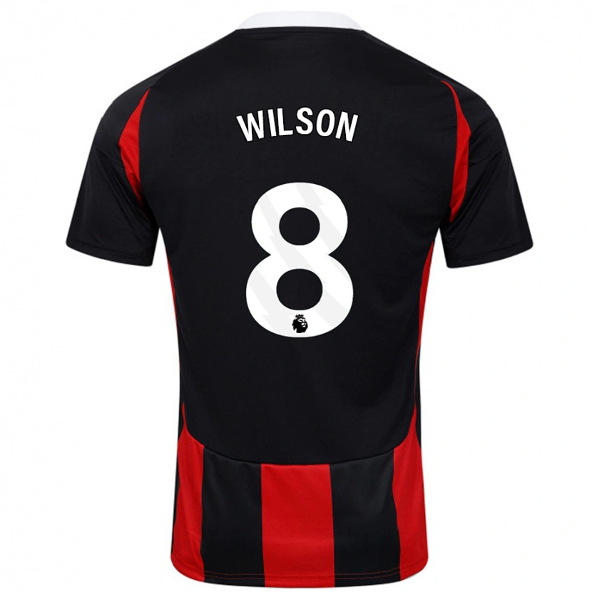 Danxen Donna Maglia Harry Wilson #8 Nero Rosso Kit Gara Away 2024/25 Maglietta