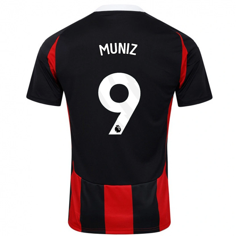 Danxen Donna Maglia Rodrigo Muniz #9 Nero Rosso Kit Gara Away 2024/25 Maglietta