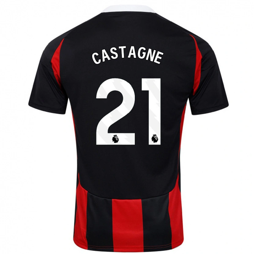 Danxen Donna Maglia Timothy Castagne #21 Nero Rosso Kit Gara Away 2024/25 Maglietta