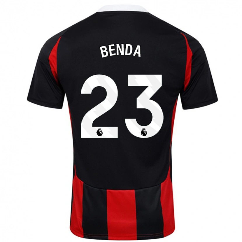 Danxen Donna Maglia Steven Benda #23 Nero Rosso Kit Gara Away 2024/25 Maglietta
