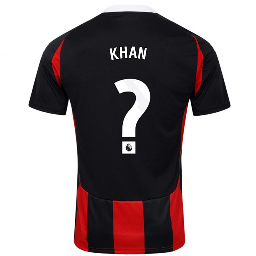 Danxen Donna Maglia Ruban Khan #0 Nero Rosso Kit Gara Away 2024/25 Maglietta