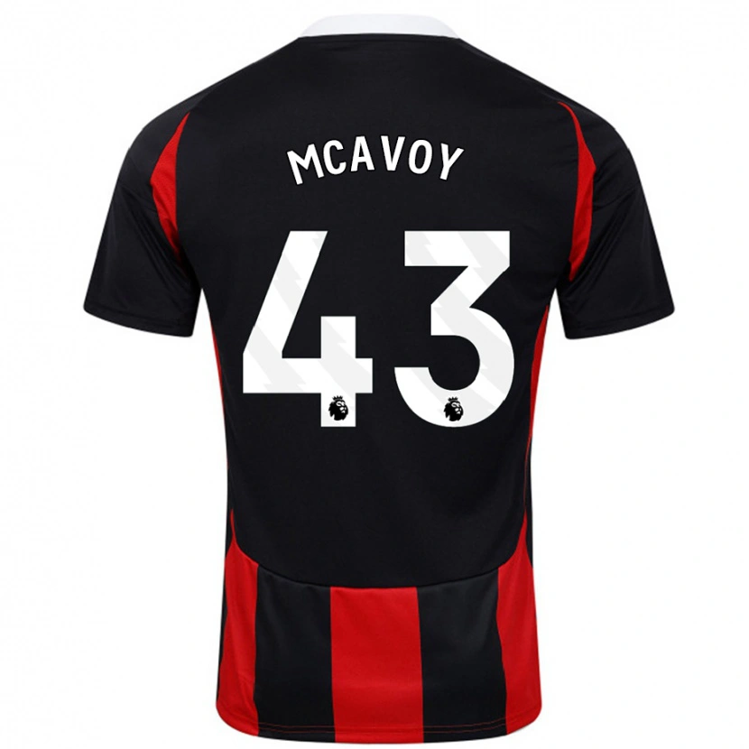 Danxen Donna Maglia Connor Mcavoy #43 Nero Rosso Kit Gara Away 2024/25 Maglietta