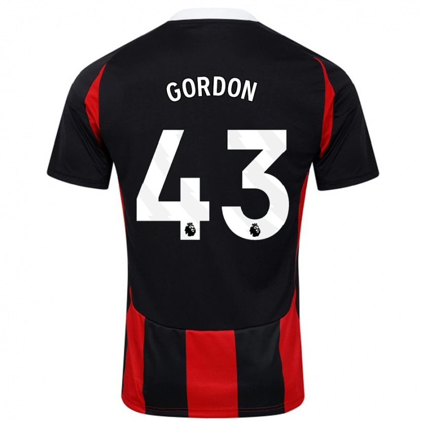 Danxen Donna Maglia Lemar Gordon #43 Nero Rosso Kit Gara Away 2024/25 Maglietta