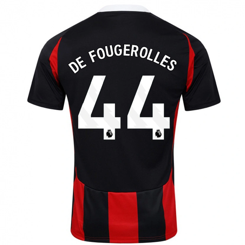Danxen Donna Maglia Luc De Fougerolles #44 Nero Rosso Kit Gara Away 2024/25 Maglietta