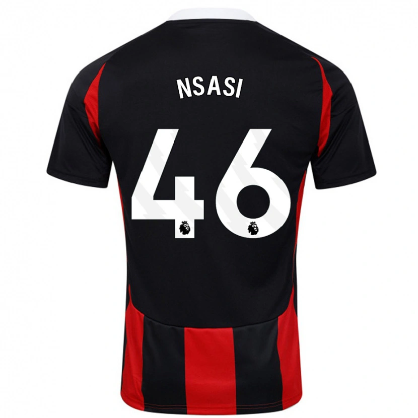 Danxen Donna Maglia Eddie Nsasi #46 Nero Rosso Kit Gara Away 2024/25 Maglietta