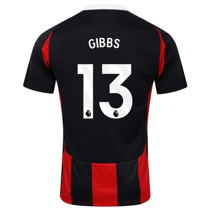 Danxen Donna Maglia Frankie Gibbs #13 Nero Rosso Kit Gara Away 2024/25 Maglietta