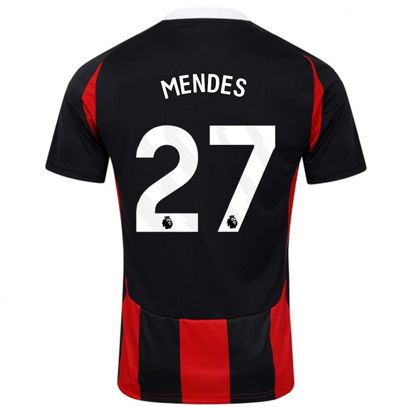 Danxen Donna Maglia Megalie Mendes #27 Nero Rosso Kit Gara Away 2024/25 Maglietta