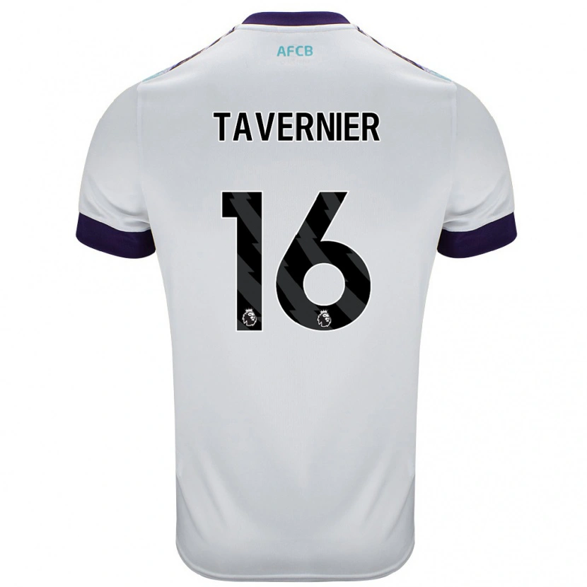 Danxen Donna Maglia Marcus Tavernier #16 Bianco Verde Viola Kit Gara Away 2024/25 Maglietta
